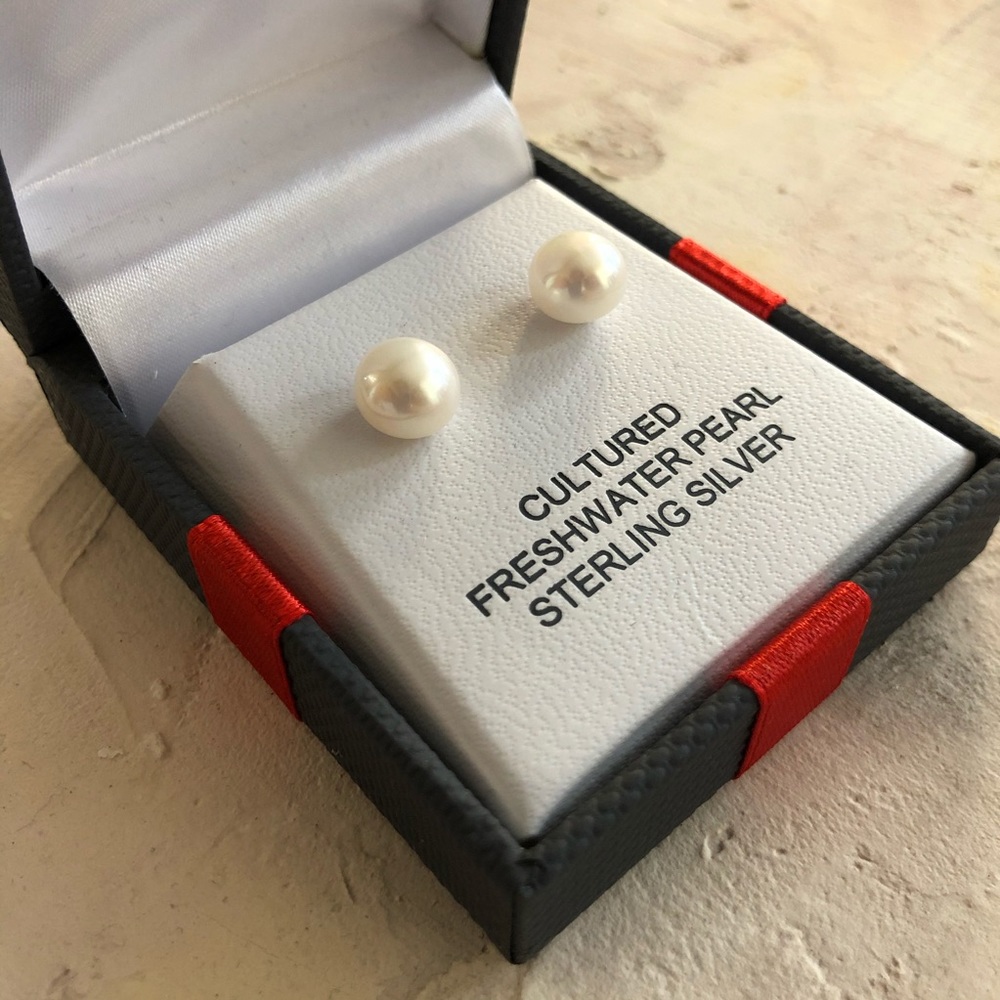 Cultured freshwater pearl sterling silver earrings